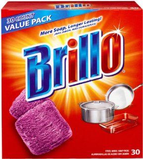 Brillo Steel Wool Soap Pads Jumbo, Red, 30 Count   Cleaning Scouring Pads