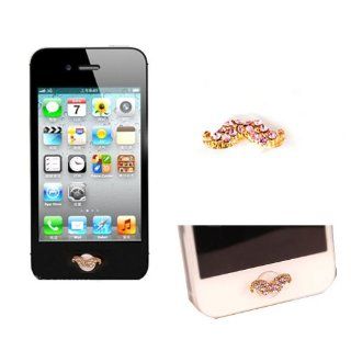 HuaYang Crystal Rhinestone Moustache Home Button Key Sticker Paster For iPhone 4S 4 5 5G iPod iPad Mini 3(Pink) Cell Phones & Accessories
