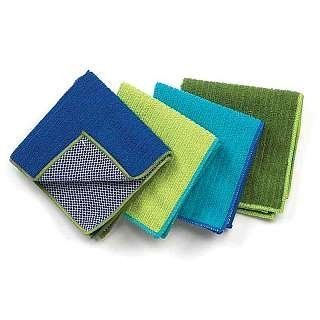 Ritz Microfiber 12 by 12 Inch Dish Cloth with Poly Scour Side, Assorted Blue/Green, 4 Pack   Dish Towels