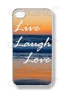 Apple iPhone 4 4G 4S Live Laugh Love Cute Quote Retro Vintage by Case Cartel WHITE Sides Slim HARD Case Skin Cover Protector Accessory Vintage Retro Unique AT&T Sprint Verizon Virgin Mobile Cell Phones & Accessories