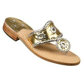 Jack Rogers Navajo Sandal Gold/Silver Trim (19 647) (7.5AA) Shoes