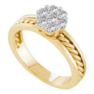 0.50CT DIAMOND FLOWER RING Wedding Ring Sets Jewelry