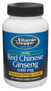 Vitamin Shoppe   Red Chinese Ginseng, 648 mg, 100 capsules Health & Personal Care