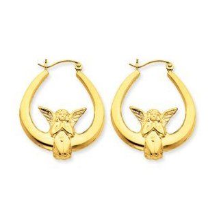 10k Gold Angel Hoop Earrings Jewelry