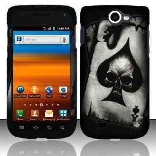 VMG Samsung Exhibit 2 4G T679 Hard Design Case Cover   Black Spade Skull Design Hard 2 Pc Plastic Snap On Case Cover for T Mobile Samsung Exhibit 2 II 4G T679 2nd Generation Cell Phone [In VANMOBILEGEAR Retail Packaging] 