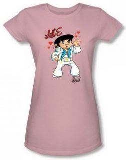 Elvis Lil E Juniors Pink Sheer Cap Sleeve T Shirt ELV679 JS Clothing
