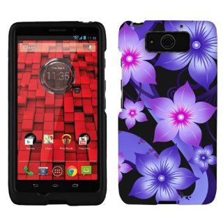 Motorola Droid Ultra Maxx Purple Hibiscus on Black Phone Case Cover Cell Phones & Accessories