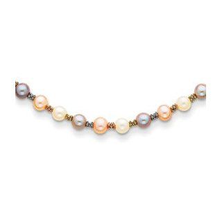 14K Tri Color Cultured Pearl Necklace Cyber Monday Special Chain Necklaces Jewelry