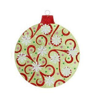 16" Oversized Christmas Brites Red, Green & Pink Glitter Snowflake Ball Ornament  Decorative Hanging Ornaments  