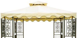 DC America GOT680 BB 10 Foot by 10 Foot Gazebo Replacement Top, 2 Tier, Beige with Brown Trim (Discontinued by Manufacturer)  Patio, Lawn & Garden