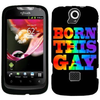 Huawei T Mobile MyTouch Q Born this Gay on Black Phone Case Cover Cell Phones & Accessories