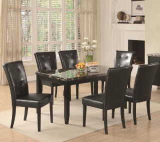 7 Piece Parson Dining Set Anisa Collection Coaster Black Leather Home & Kitchen