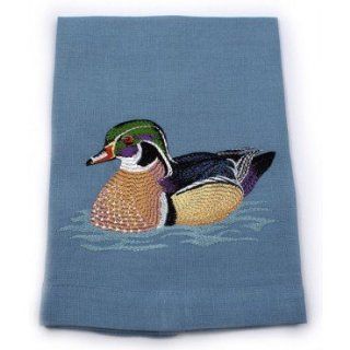 Anali Wood Duck Linen Guest Towel   Robin's Egg Blue   Bath Towels