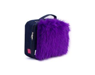 Girls' 'Yummie' Denim Lunch Bag with Bright Purple 'Harriette' Faux Fur  Reusable Lunch Bags  