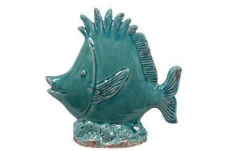 Urban Trends 10817 Decorative Ceramic Fish Blue   Statues