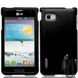 LG OPTIMUS F3 MS659 BLACK SOLID RUBBERIZED COVER SNAP ON HARD CASE +FREE CAR CHARGER from [ACCESSORY ARENA] Cell Phones & Accessories