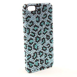 Cheetah Rhinestone Case for iPhone 5 Crystal Diamond Phone Cell Cover Blue Cell Phones & Accessories