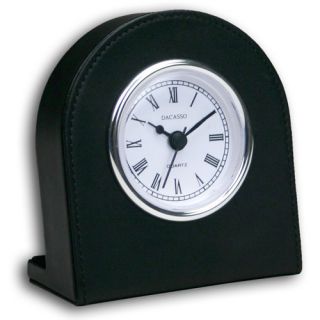 1000 Series Classic Leather Clock with Silver Insert in Black