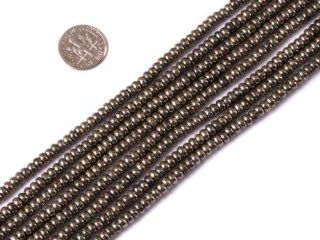 2X4mm Smooth Rondell Silver Gray Pyrite Beads Strand 15 Inch Jewelry Making Beads
