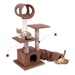 Penn Plax 18.75 Activity Lounging Tower and Tunnel with Retreat Hide