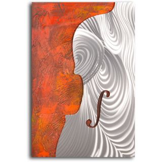 Handcrafted Metallic Cello Form Metal on Hand Painted Canvas