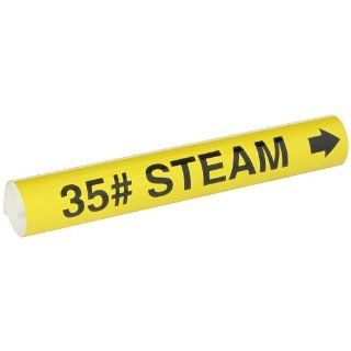Brady 5607 I High Performance   Wrap Around Pipe Marker, B 689, Black On Yellow Pvf Over Laminated Polyester, Legend "35# Steam" Industrial Pipe Markers