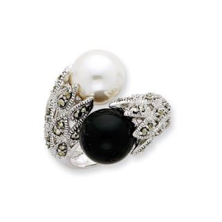 jewelryweb sterling silver cz black white cultured pearl