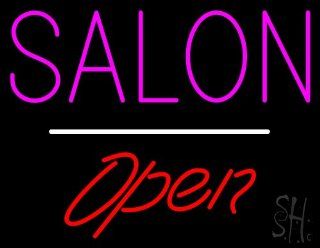 Salon Script1 Open White Line Outdoor Neon Sign 24" Tall x 31" Wide x 3.5" Deep  Business And Store Signs 