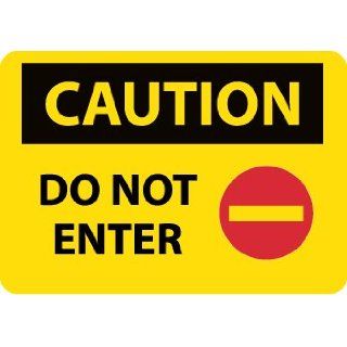 NMC C665RC OSHA Sign, Legend "CAUTION   DO NOT ENTER" with Graphic, 20" Length x 14" Height, Rigid Plastic, Black/Red on Yellow Industrial Warning Signs