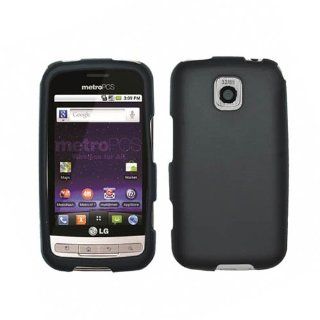 Hard Plastic Snap on Cover Fits LG MS690 Optimus M Black Rubberized MetroPCS Cell Phones & Accessories