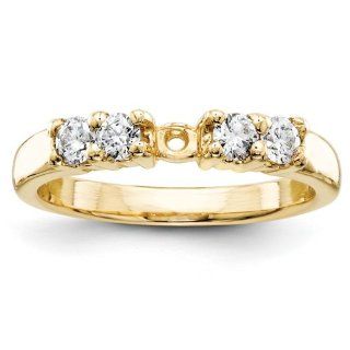 14k Peg Set 5 Stone Diamond Engagement Ring Mounting Jewelry