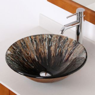 Elite Home Products Handcrafted Glass Fanfare Bowl Vessel Bathroom