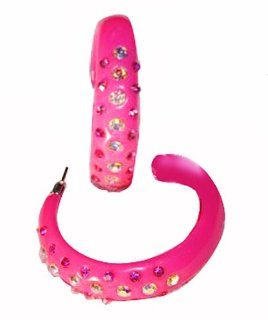 Hot Pink Sparkle Hoops Jewelry