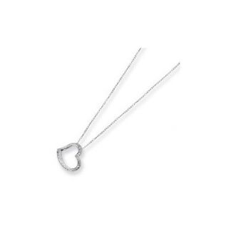 Jewelryweb 14k White Gold Diamond Fascination Small Heart Necklace