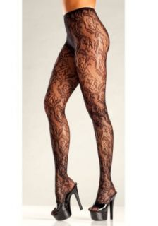 Be Wicked BW690 Floral Net Tights, color Black, size O/S Clothing