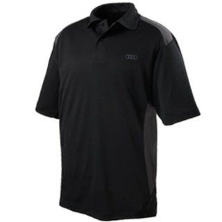 Genuine Audi Accessories AWM691 L Black Large Recycled Polyester Performance Polo T Shirt Automotive