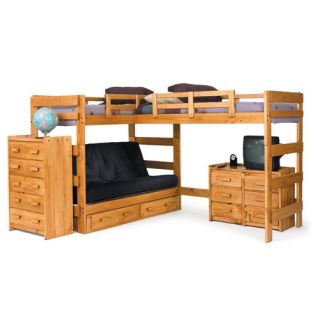 Shaped Futon Loft Bed with Underbed Storage