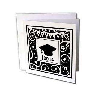 gc_120290_1 InspirationzStore Occasions   Class of 2014 graduation memento   black and white graduate hat cap   high school college university   Greeting Cards 6 Greeting Cards with envelopes  Blank Greeting Cards 