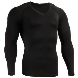 emFraa Mens Womens Skin Tight V neck Thermal Base layer Compression Winter Black Shirt S ~ 2XL  Running Compression Tights  Sports & Outdoors