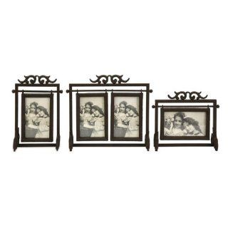 Set of 3 Unique Free Standing Suspended Photo Picture Frames Hold 4 Photos 4"x6"   Double Frames