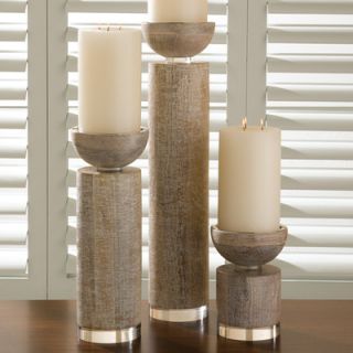 Global Views Scratched Pillar Candle Holder