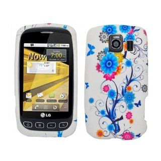 LG LS670, UX670 Optimus S/U Soft Skin Case Blue Flower and Butterfly TPU Skin AT&T (does not fit LG P509 Optimus T) Cell Phones & Accessories