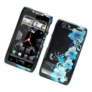 For Motorola Droid Razr Maxx XT912M Accessory   Blue Flower Design Protective Case Cover + Lf Stylus Pen Cell Phones & Accessories