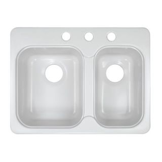 Deluxe 25 x 19.5 Designer Double Bowl Self Rimming Kitchen Sink