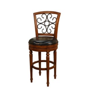 American Heritage Fosteria Stool in Hazelnut with Black Leather