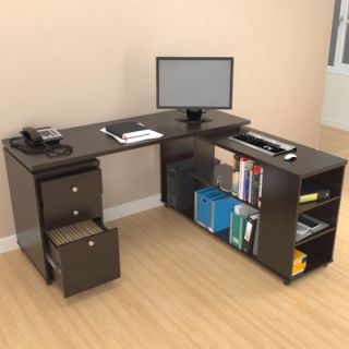 Inval L Desk with Shelves