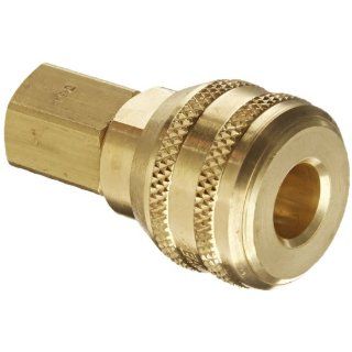 Eaton Hansen 3000192 Brass ISO B Interchange Pin Lock Pneumatic Fitting, Socket, 1/4" 18 NPTF Female, 1/4" Port Size, 1/4" Body, EPDM Seal Quick Connect Hose Fittings