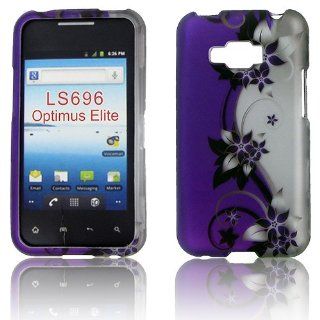 LG LS696 (Optimus Elite) Purple Vine Protective Case Cell Phones & Accessories