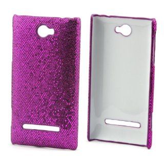 Wall  Hard Bling Skin Sparkle Case Cover for HTC Windows Phone 8S Darkpurple Cell Phones & Accessories