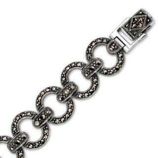 Sterling Silver Marcasite Antique Style 71 4 inches Oval Link Bracelet